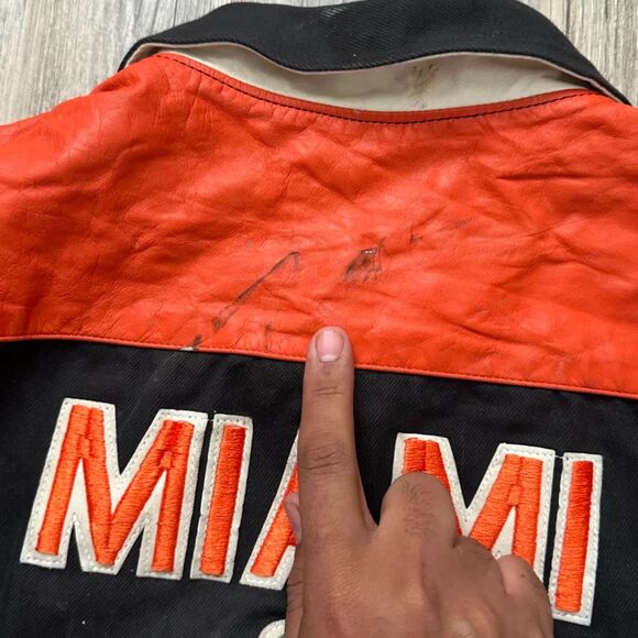 Vintage Jeff Hamilton NCAA Miami Hurricanes Orange Bowl Leather Jacket Size M - Picture 3 of 16